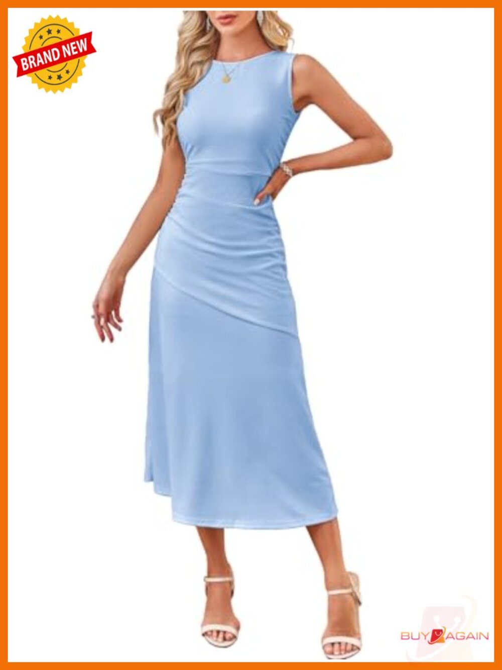 Kikibell Women's Sleeveless Ruched Ruffled Maxi Cocktail Dress Polyester